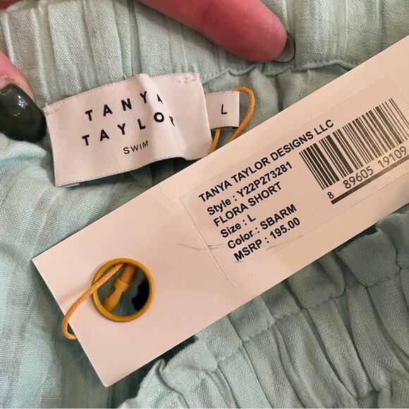 TANYA TAYLOR Flora Shorts Sunburst Araucana Multi Blue Elastic Waist Large NEW - Picture 7 of 8